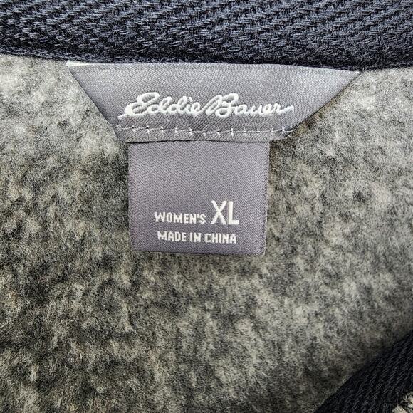 Eddie Bauer Womens Pullover XL Grey 1/4 Snap Fleece Outdoors Hiking Cabin Hiking - Picture 3 of 14